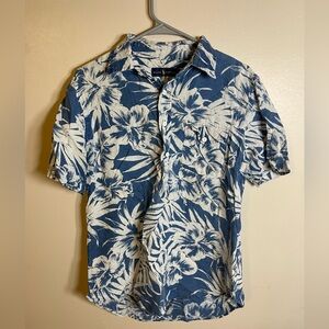 Polo Ralph Lauren 1/2 Button Hawaiian Shirt Mens small Linen Floral Button Down